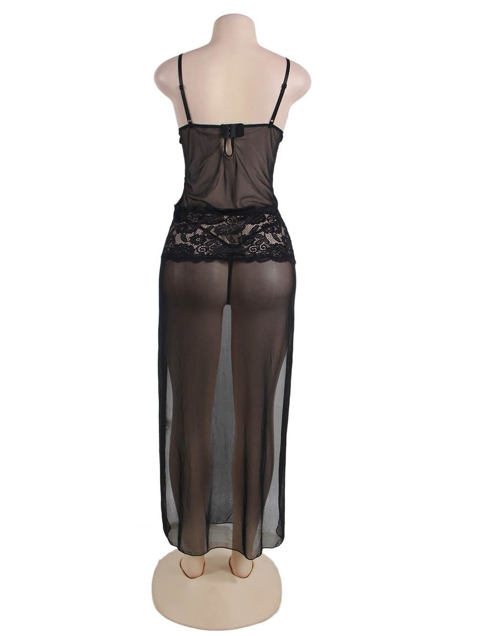 Plus Lovely Spin Long Night Gown Lace Lingerie Set