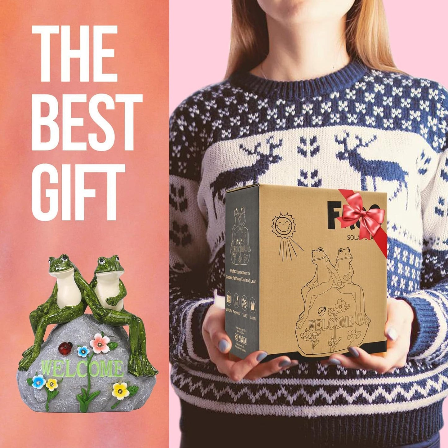 Solar Couple Frog Statue for Garden Decor - Outdoor Lawn Decor Figurines