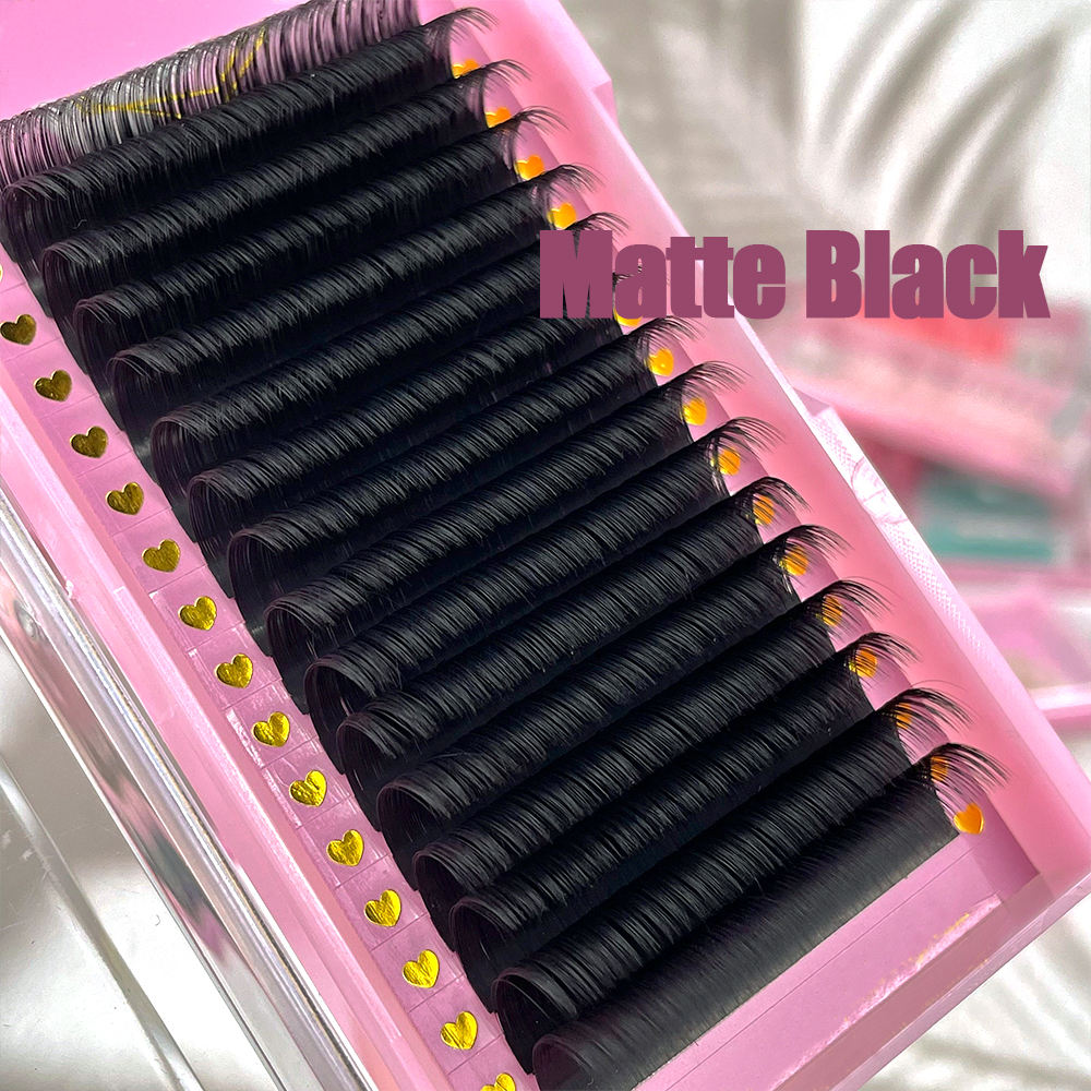 Wholesale Private Label Cashmere Matte Black Individual Lash Extension (8-25mm) Mixed Length