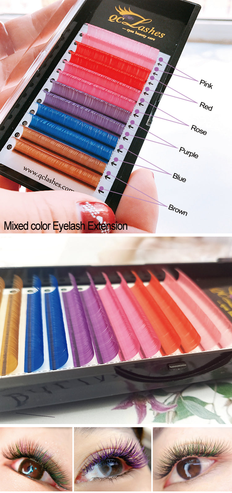 Wholesale Festival Colored Lash Fans Neon Color Fluorescent Individual Eyelash Extension