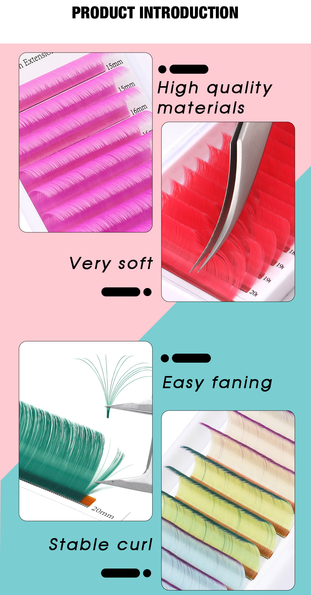 Wholesale Festival Colored Lash Fans Neon Color Fluorescent Individual Eyelash Extension