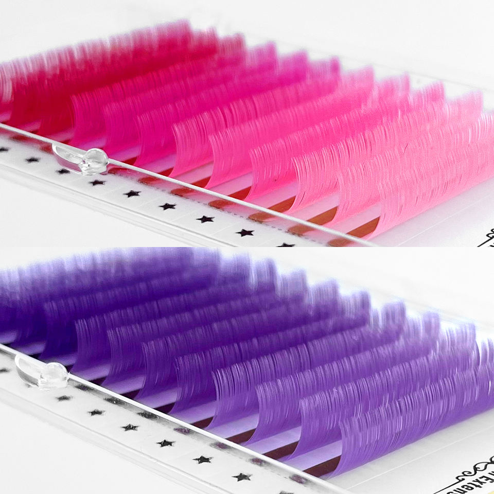 Wholesale Festival Colored Lash Fans Neon Color Fluorescent Individual Eyelash Extension