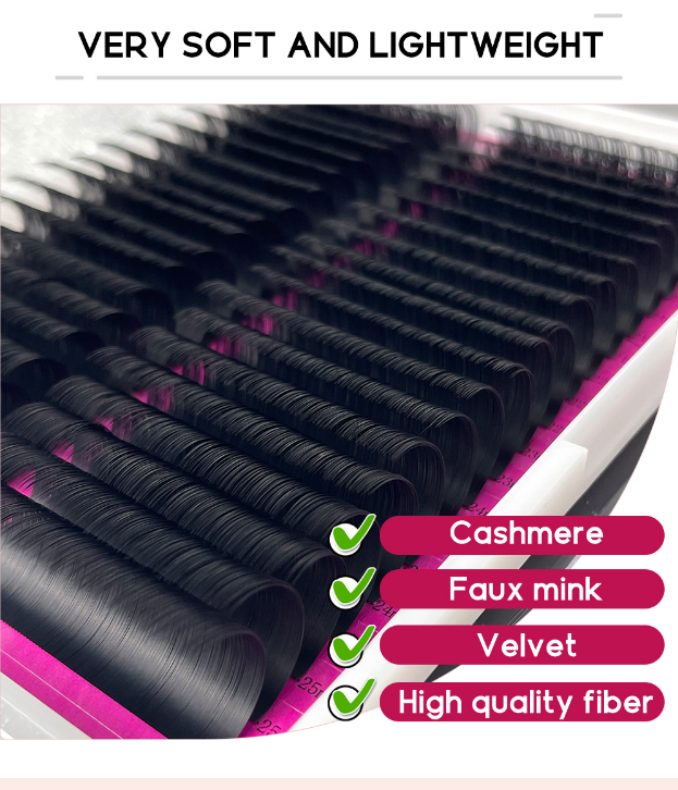 Wholesale Private Label Cashmere Matte Black Individual Lash Extension (8-25mm) Mixed Length