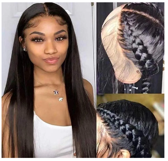 Straight Brazilian Virgin Pre Plucked 150% Density Lace Front Human Hair 4x4 Lace Closure Wig