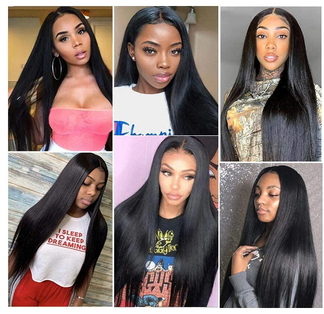 Straight Brazilian Virgin Pre Plucked 150% Density Lace Front Human Hair 4x4 Lace Closure Wig