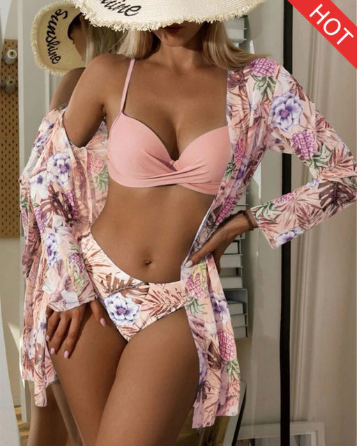 Vogue Floral Twist 3PCS Cover Up Swimwear