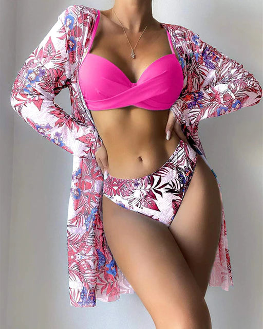 Vogue Floral Twist 3PCS Cover Up Swimwear