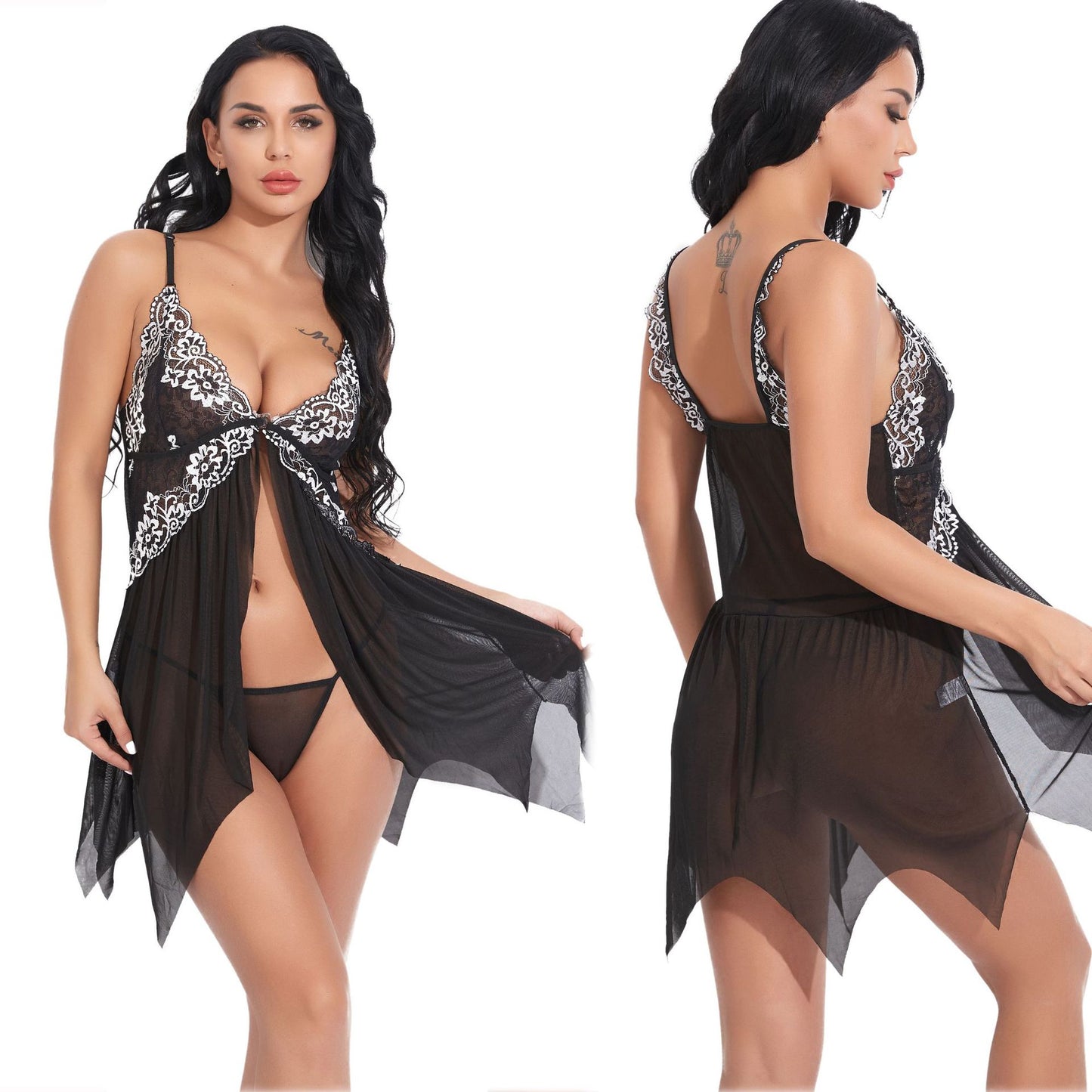 New Lover Mesh Lace Fabric Women In Lingerie Thong Nightwear