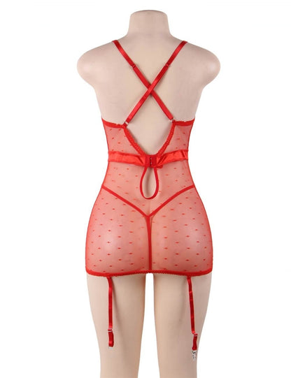 Bring Back the Heat See-through Mesh Lace Lingerie Set