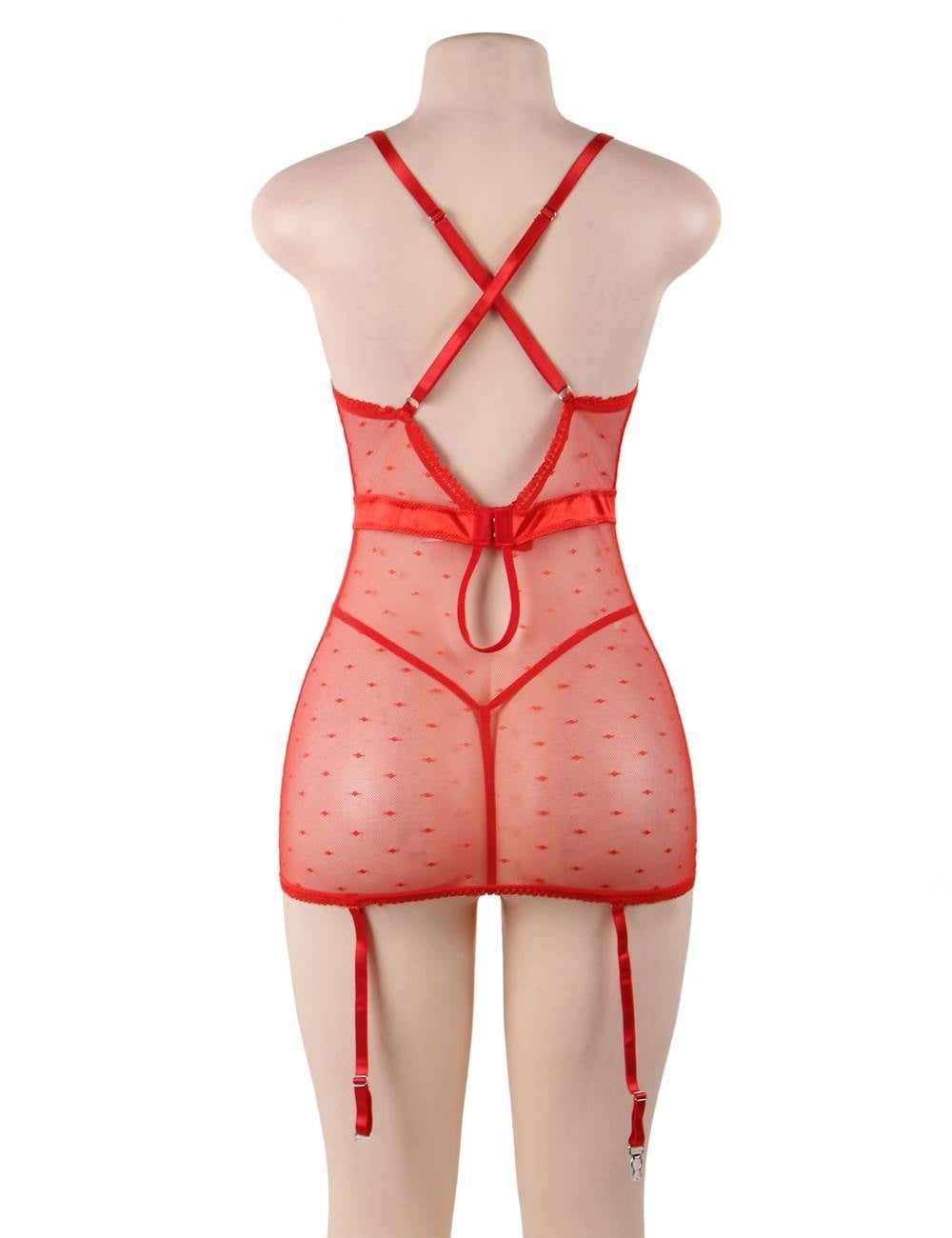 Plus Bring Back the Heat See-through Mesh Lace Lingerie Set