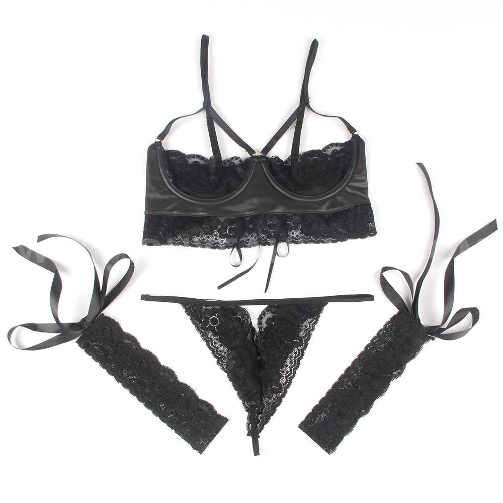 Secret Outfitters Leather Lace Lingerie Set