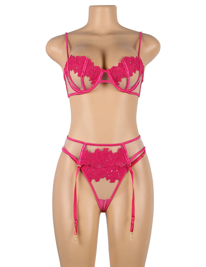 Attractive Lady Floral Lace Lingerie Set