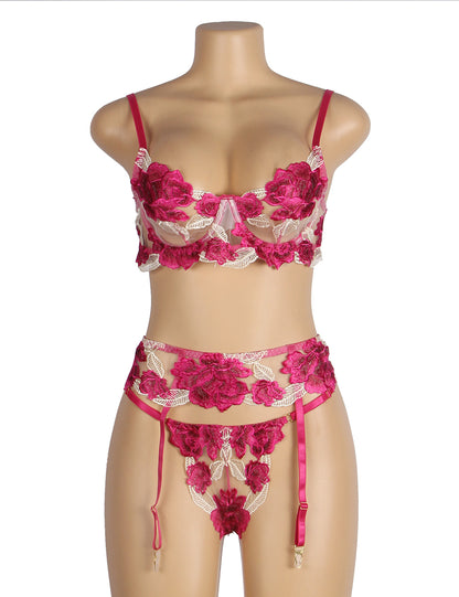 Rosy Floral Lingerie Set