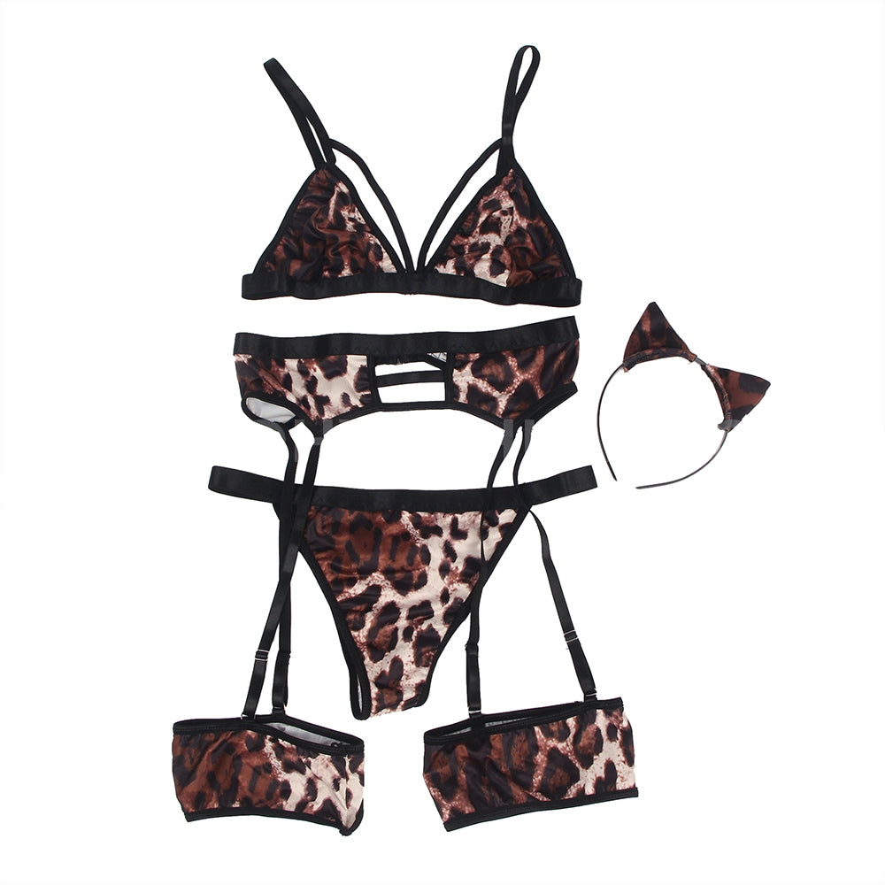 Foxxy Leopard Lingerie Set with Headwear