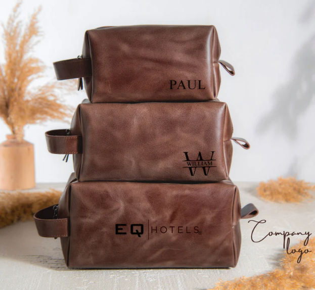 Custom Monogrammed Leather Toiletry Bag