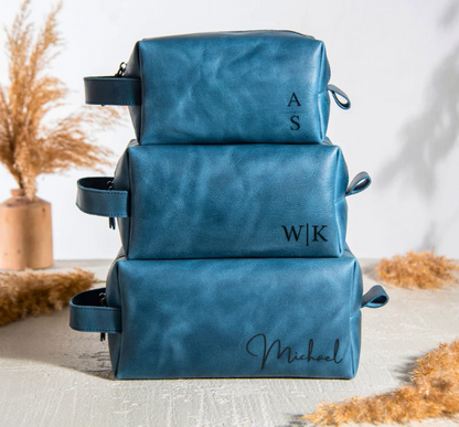 Custom Monogrammed Leather Toiletry Bag