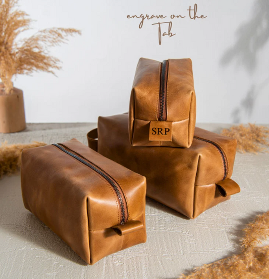 Our leather toiletry bags and Dopp kits make perfect gifts for men on Christmas, birthdays, and even weddings. Whether for your Best Man, Groomsmen, Boyfriend, Husband, Father, Dad, or Grandpa, these bags are a practical and stylish choice. They are built to last and are perfect for traveling the world or to and from the gym.
