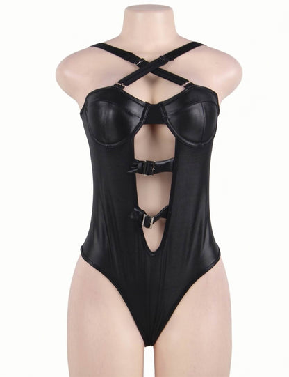 All Eyes on Me Leather Latex Bodysuit Lingerie