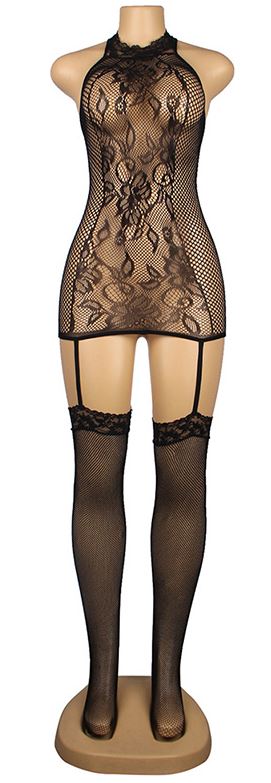 Plus Enigma Nights Bodystocking Lingerie Set