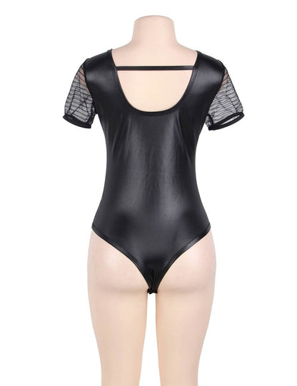 Plus Revelation in Fit Spandex Spandex Leather Teddy Lingerie