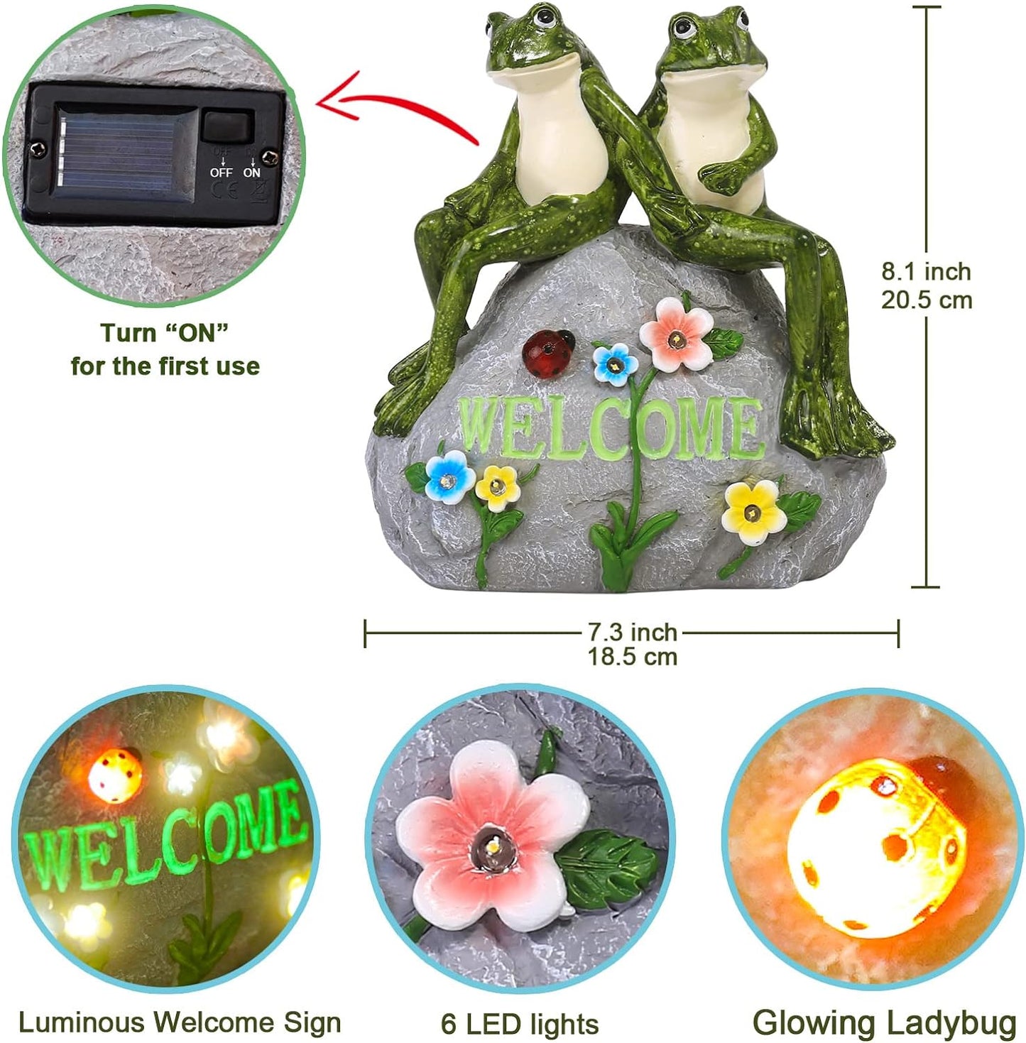 Solar Couple Frog Statue for Garden Decor - Outdoor Lawn Decor Figurines