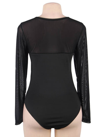 Plus Wild Nights Long Sleeve Mesh Bodysuit Lingerie