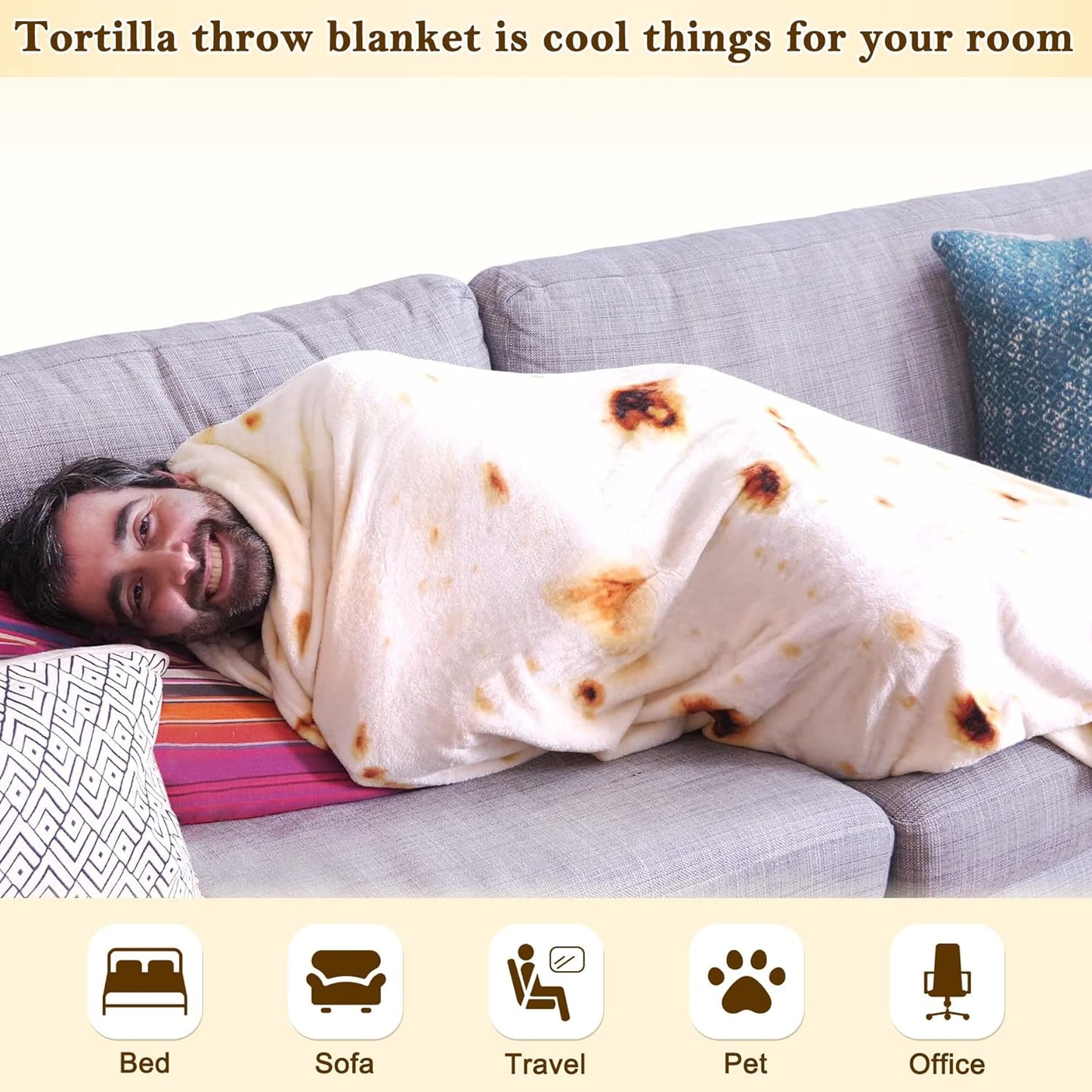 Burritos Tortilla Throw Blanket