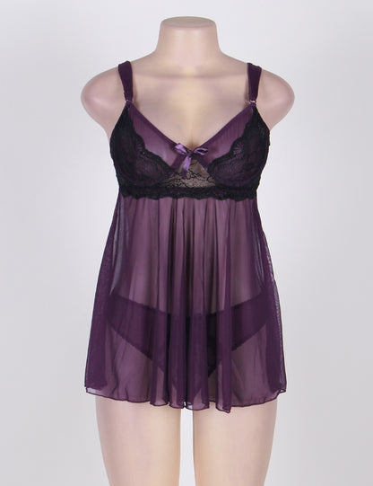 Plus Purple Queen Dress Lingerie Set