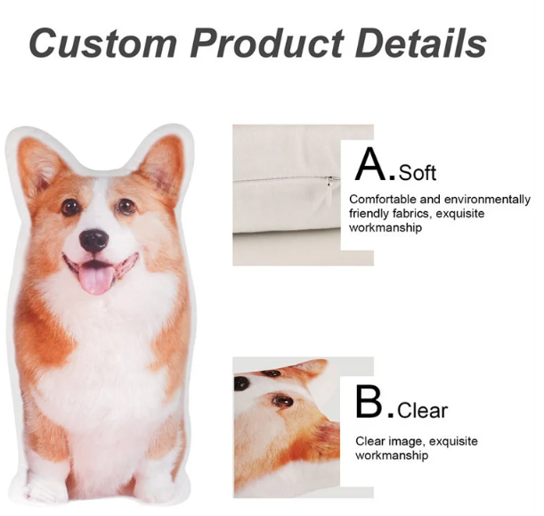 Unique Anime Die Cut Pet Design Custom Shape Cushion Pillow