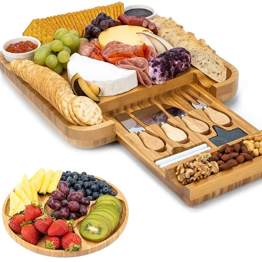 Charcuterie Boards Gift Set Large Bamboo Cheese Board Set