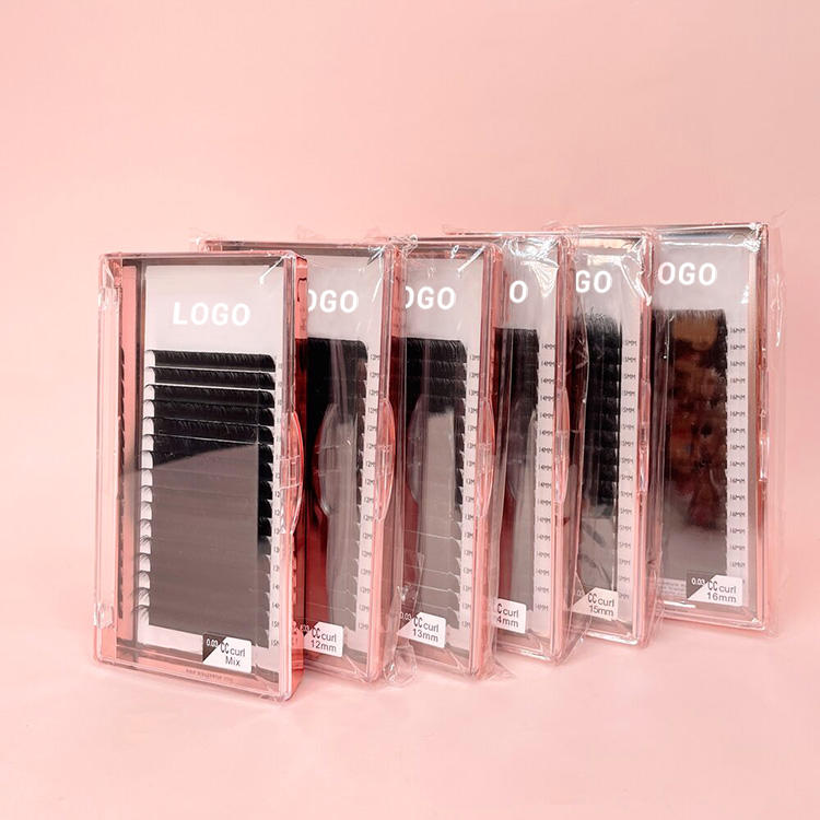 Wholesale Private Label Cashmere Matte Black Individual Lash Extension  (8-25mm) Mixed Length