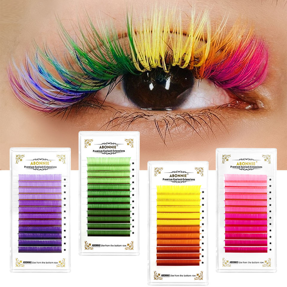 Wholesale Festival Colored Lash Fans Neon Color Fluorescent Individual Eyelash Extension