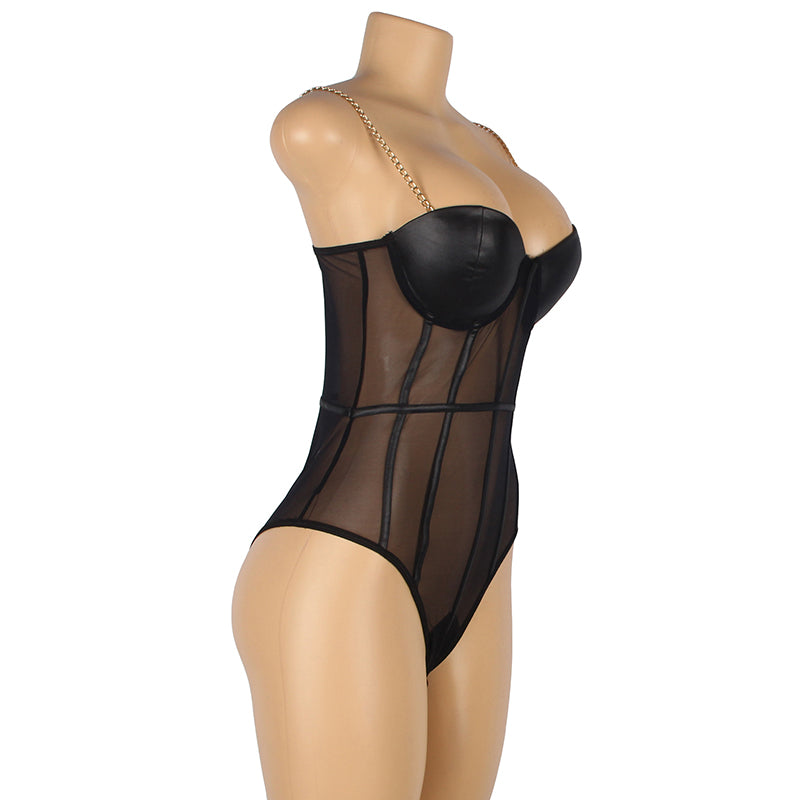 Plus Awesomfit See Through Underwire Bodysuit Lingerie