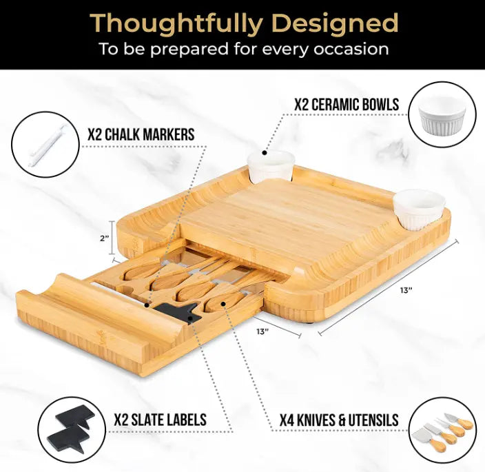 Charcuterie Boards Gift Set Large Bamboo Cheese Board Set