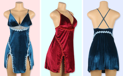 Plus For My King Velvet Nightdress Set