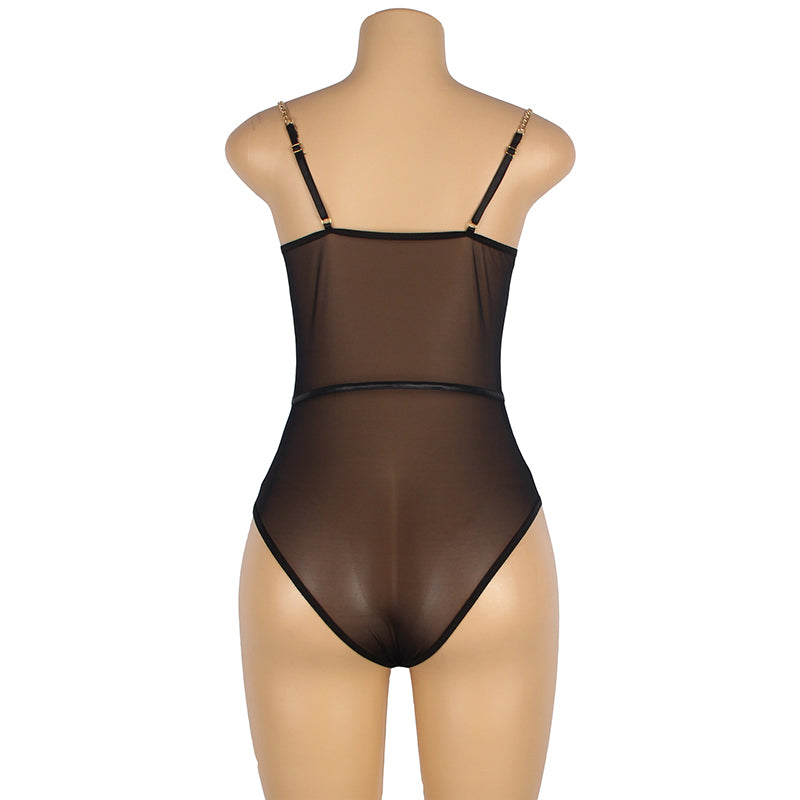 Plus Awesomfit See Through Underwire Bodysuit Lingerie