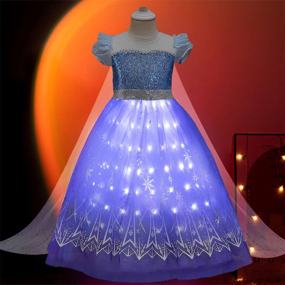 Princess Jasmine Frozen Cinderella Light Up Party Birthday Kids Costume Girls Dress