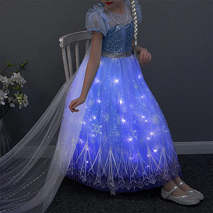 Princess Jasmine Frozen Cinderella Light Up Party Birthday Kids Costume Girls Dress