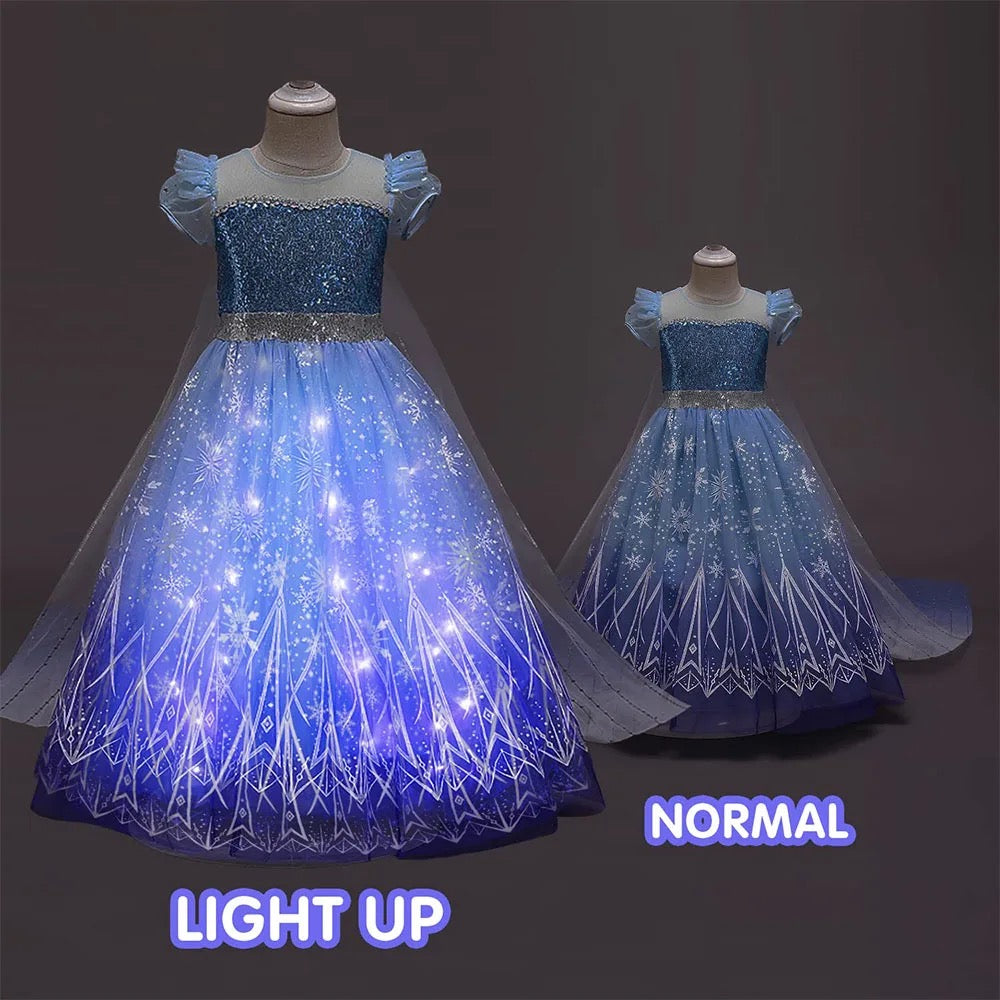 Princess Jasmine Frozen Cinderella Light Up Party Birthday Kids Costume Girls Dress