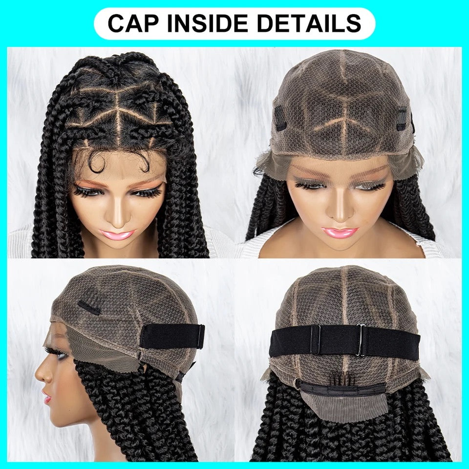 Jumbo Knotless Box Braids for Black Women Synthetic Lace Front Large Braided Wig