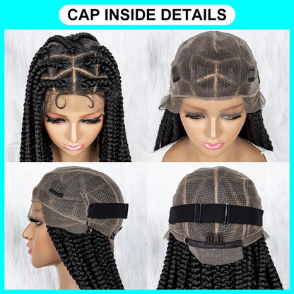 Jumbo Knotless Box Braids for Black Women Synthetic Lace Front Large Braided Wig