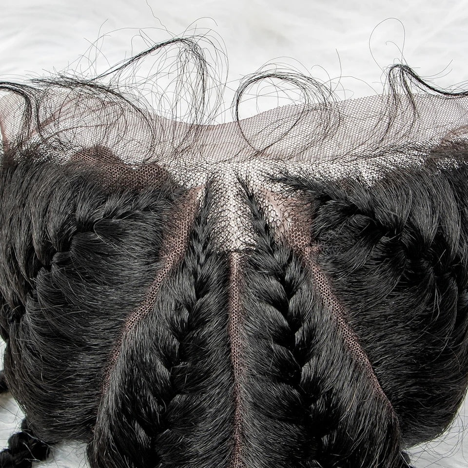 Jumbo Cornrow Braided Wigs 360 Swiss Lace Front Wig Double Dutch Braid