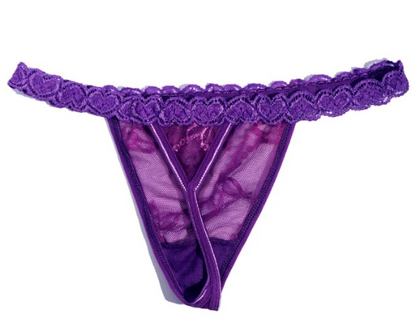 Personalized Crystal Initials Lace Thong Panties for Women - Sexy Bikini Underwear and Body Jewelry Gift