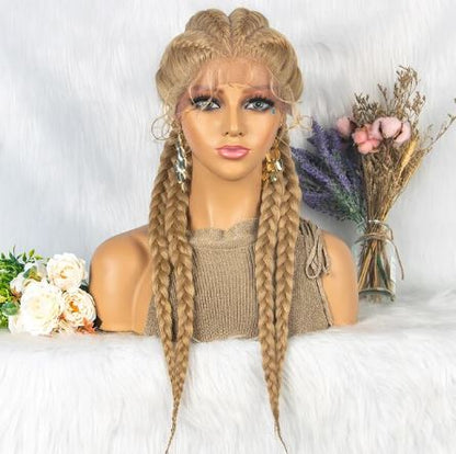 Jumbo Cornrow Braided Wigs 360 Swiss Lace Front Wig Double Dutch Braid