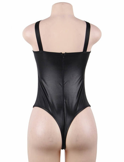 All Eyes on Me Leather Latex Bodysuit Lingerie