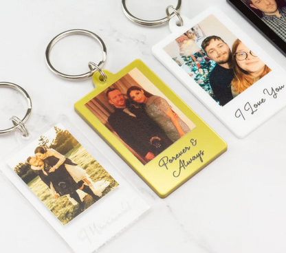 Custom Photo Keychain with Personalized Message - Ideal for Boyfriend, Girlfriend, Valentines, Music Lovers, Birthdays, Weddings, and Christmas