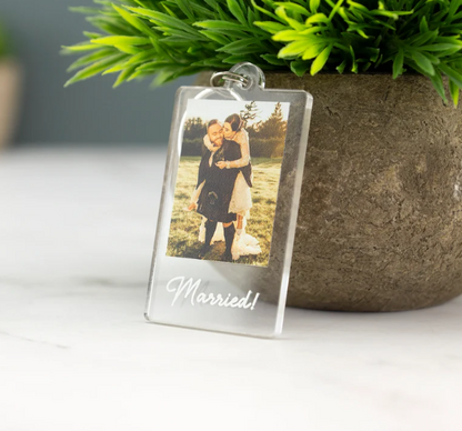 Custom Photo Keychain with Personalized Message - Ideal for Boyfriend, Girlfriend, Valentines, Music Lovers, Birthdays, Weddings, and Christmas