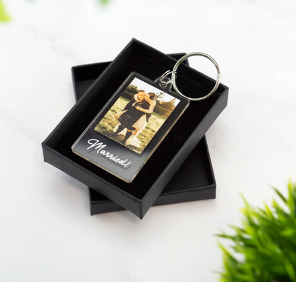 Custom Photo Keychain with Personalized Message - Ideal for Boyfriend, Girlfriend, Valentines, Music Lovers, Birthdays, Weddings, and Christmas