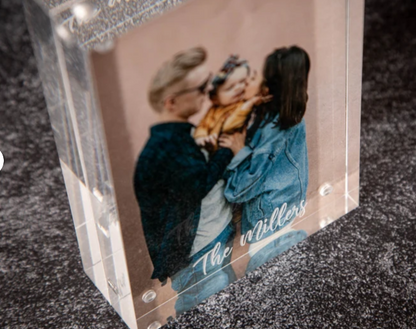 Personalized Acrylic Photo Block - Ideal New Home/Office Picture Frame & Thoughtful Gift for BFF, Engagements, Weddings, and Christmas