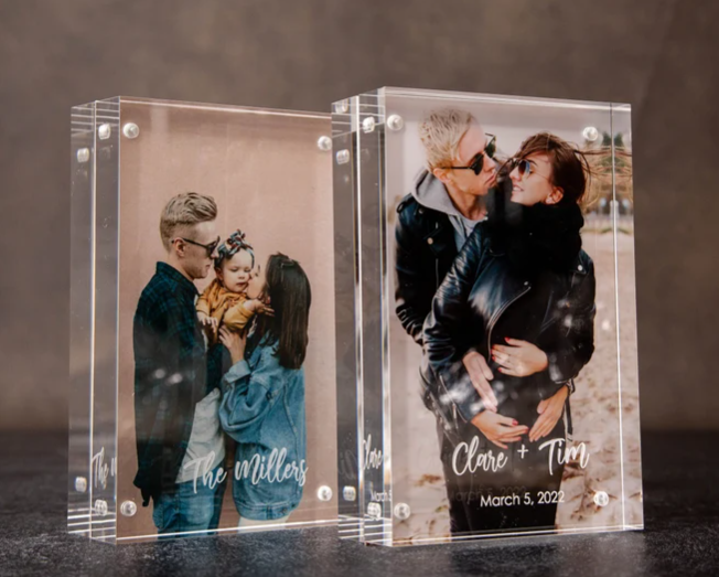 Personalized Acrylic Photo Block - Ideal New Home/Office Picture Frame & Thoughtful Gift for BFF, Engagements, Weddings, and Christmas